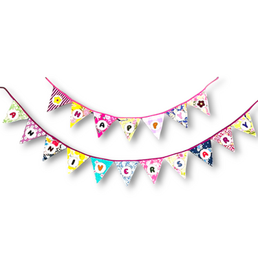 "Happy Anniversary" Upcycled Fabric Bunting