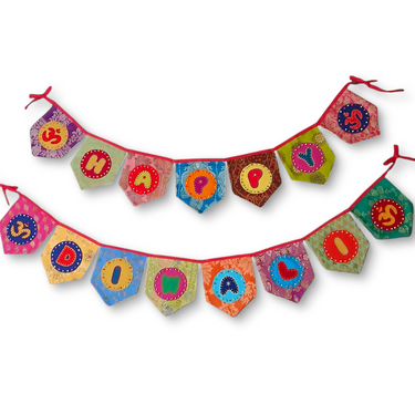 Upcycled Happy Diwali Bunting Banner