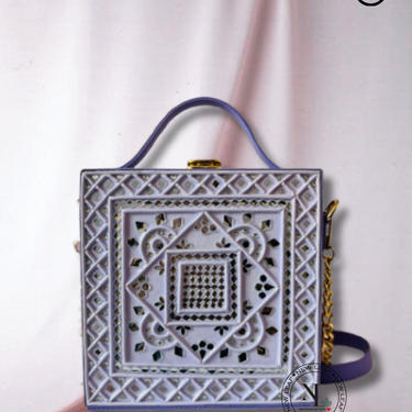 Violet Mirage Lippan Art Handcrafted Box Bag Sling
