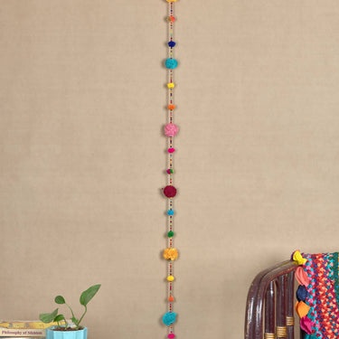 Upcycled Beaded Pom-Pom Festive Decoration String