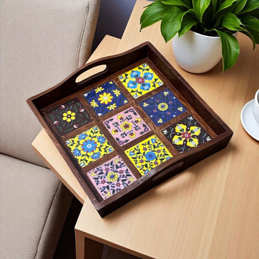 Blue Pottery Tray with 9 Tile