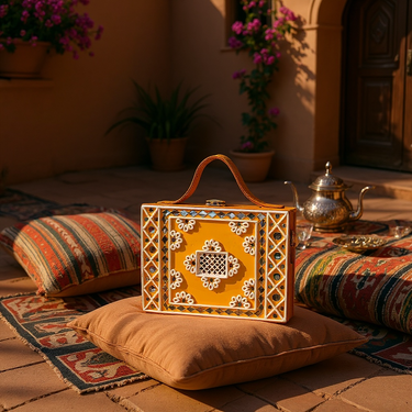 Sunflower Lippan Art Handcrafted Box Bag