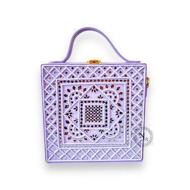 Violet Mirage Lippan Art Handcrafted Box Bag Sling