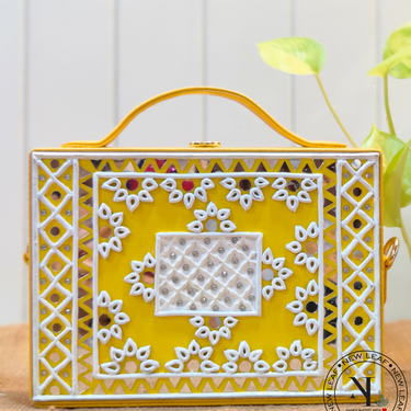 Sunflower Lippan Art Handcrafted Box Bag