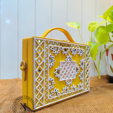 Sunflower Lippan Art Handcrafted Box Bag