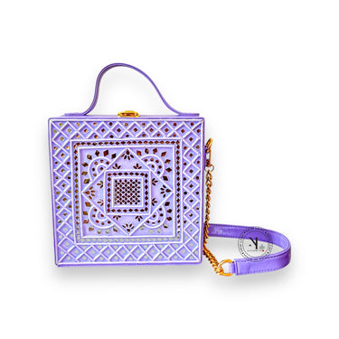 Violet Mirage Lippan Art Handcrafted Box Bag Sling