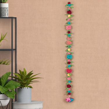 Upcycled Multicolor Flower Decorative Festive Garland String