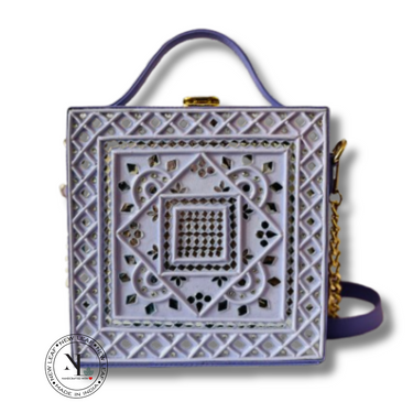Violet Mirage Lippan Art Handcrafted Box Bag Sling