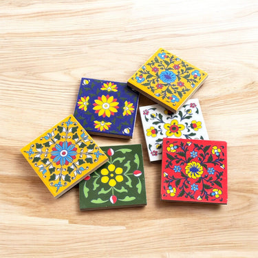 Blue Pottery Ceramic Coasters Set of (6)