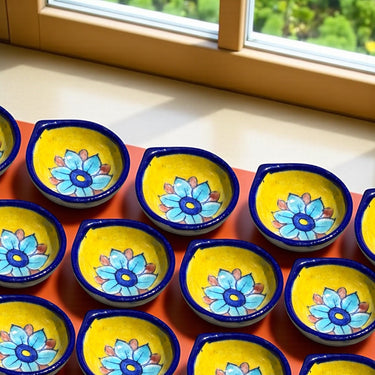 Blue Pottery Diya’s Set of (10)