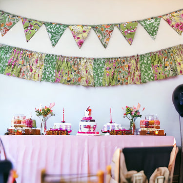 Party Green Streamer Combo - Green Banner Bunting + Green Fringe Streamer Garland (Pack of 2)