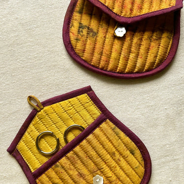 Goldenstem Silk Quilted Trinket Pouch