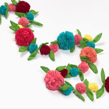 Upcycled Multicolor Flower Decorative Festive Garland String