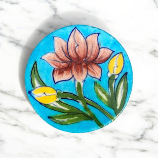 Blue Pottery Coaster (Set Of 6) - Kala Curry