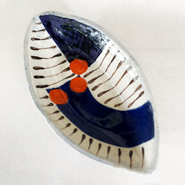 Ceramic Boat Shaped Bowl Indigo