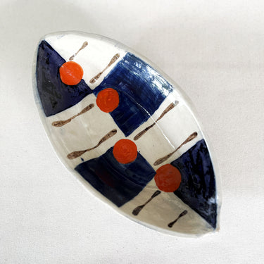 Ceramic Boat Shaped Bowl Navy