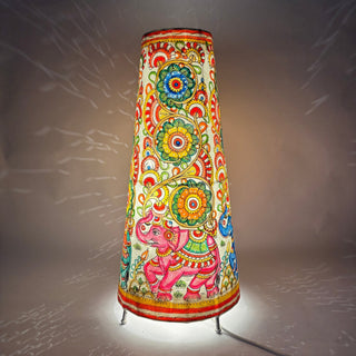 Elephant Pattern 16" Round Lamp - Kala Curry