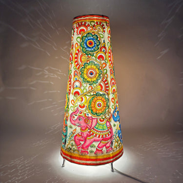 Elephant Pattern 16" Round Lamp - Kala Curry
