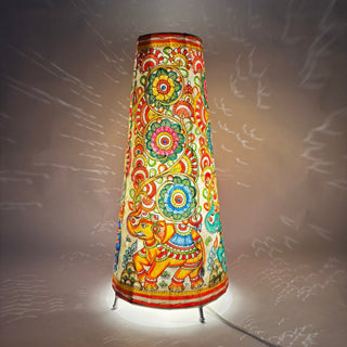 Elephant Pattern 16" Round Lamp - Kala Curry
