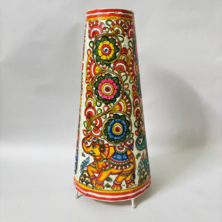 Elephant Pattern 16" Round Lamp - Kala Curry