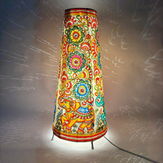 Elephant Pattern 16" Round Lamp - Kala Curry