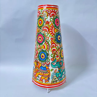 Elephant Pattern 16" Round Lamp - Kala Curry