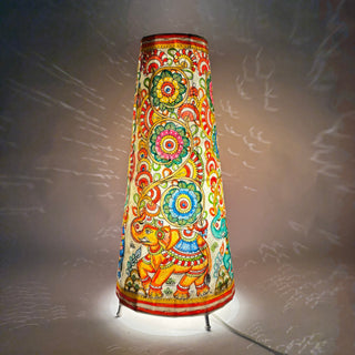 Elephant Pattern 16" Round Lamp - Kala Curry