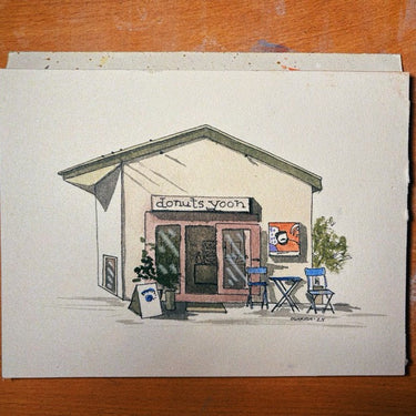 Donuts Yoon – Jeju Island Donut Shop, Watercolor Illustration