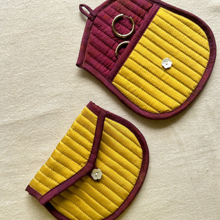 Grove Silk Quilted Trinket Pouch - Kala Curry