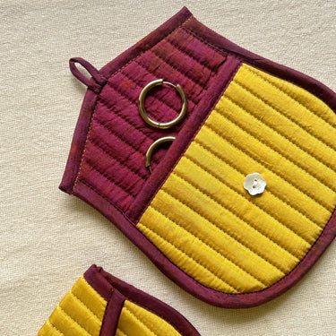 Grove Silk Quilted Trinket Pouch - Kala Curry