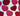 Red and rani pink heart-shaped macramé coasters from Looms Studio