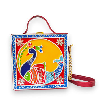 Pink Peacock Lippan Art Handcrafted Box Bag