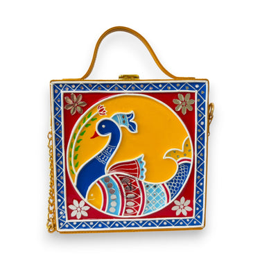Pink Peacock Lippan Art Handcrafted Box Bag