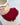 Red heart-shaped macramé coaster handmade from 100% cotton cord by Looms Studio
