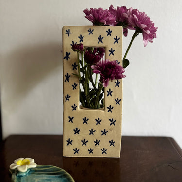 Indigo Bloom Frame Vase