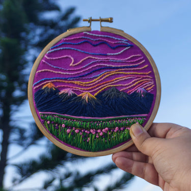 Wild Skies Mountainscape (Embroidered Hoop)