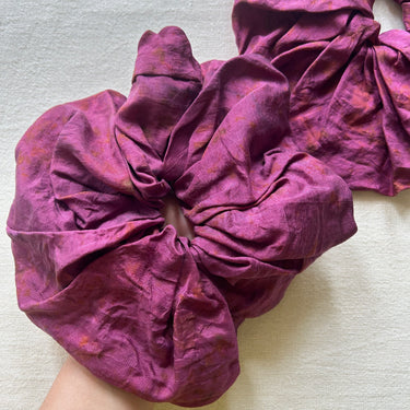 Oversized Ashwood Silk Scrunchie - Kala Curry