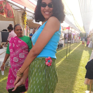 Pretty Lil Flower Upcycled Fabric Brooch - Kala Curry