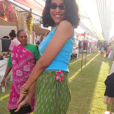 Pretty Lil Flower Upcycled Fabric Brooch - Kala Curry