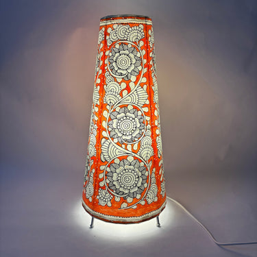 Red Floral 16" Round Lamp - Kala Curry