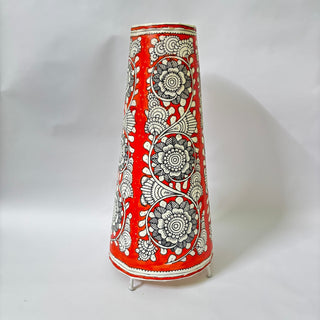 Red Floral 16" Round Lamp - Kala Curry
