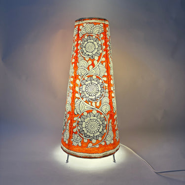 Red Floral 16" Round Lamp - Kala Curry