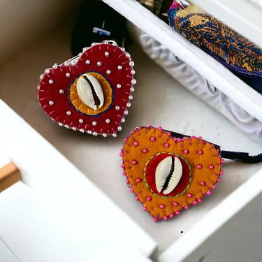 Love Heart Upcycled Brooch | Pack of 2