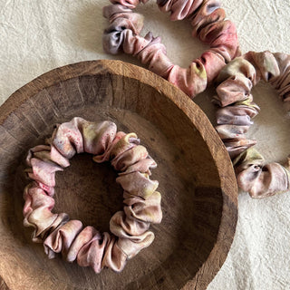 Small Floral Silk Scrunchie - Kala Curry