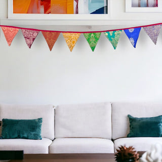 Upcycled Festive Silk Bunting - Kala Curry