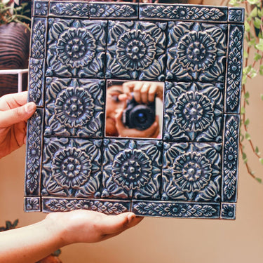 Black Anemone  Flower - Mirror Frame
