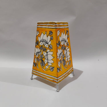White and Yellow Lotus Square Lamp - Kala Curry