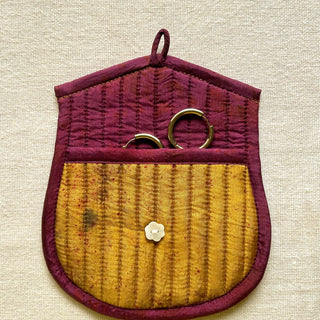 Wildbloom Silk Quilted Trinket Pouch - Kala Curry