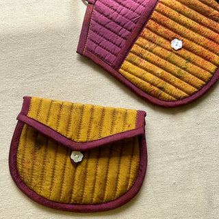 Wildbloom Silk Quilted Trinket Pouch - Kala Curry