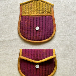 Wisteria Silk Quilted Trinket Pouch - Kala Curry